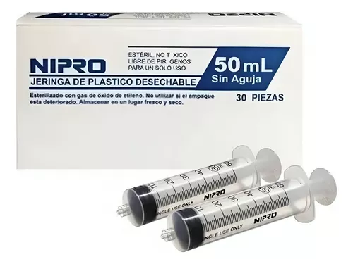 Jeringa 50ml s/aguja punta luer lock C/1