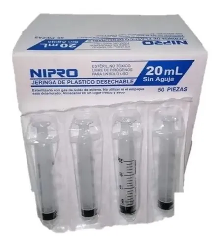 [JD-20L] Jeringa 50ml s/aguja punta luer lock C/1