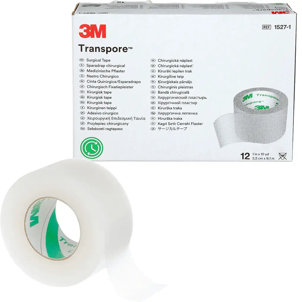 [1527-1] Transpore cinta microperforada de 1" (2.5cm x 9.1m, blanco) C/12