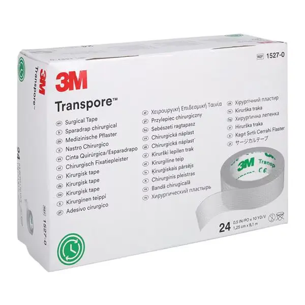 [1527-0] Transpore cinta microperforada de 1/2" (1.25cm x 9.1m, blanco) C/24