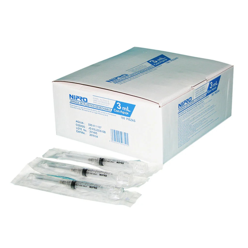 Jeringa 3ml c/aguja 22Gx32mm (normal, negro) C/1 