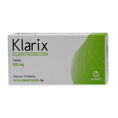 [205M2001-2] Klarix tabletas 500mg (Claritromicina) C/10