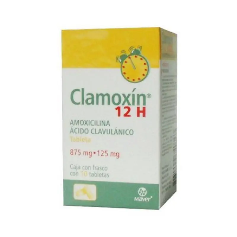 Clamoxín 12H tabletas 875/125mg (Amoxicilina/Ácido Clavulánico) C/10