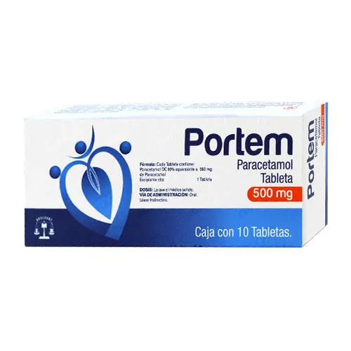 [89994] Portem tabletas 500mg (Paracetamol) C/10