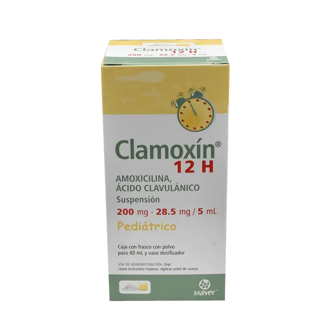 Clamoxín 12H Pediátrico suspensión 200-28.5mg/5ml (Amoxicilina/Ácido Clavulánico) 40ml