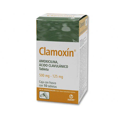 [573M2003] Clamoxín tabletas 500/125mg (Amoxicilina/Ácido Clavulánico) C/10