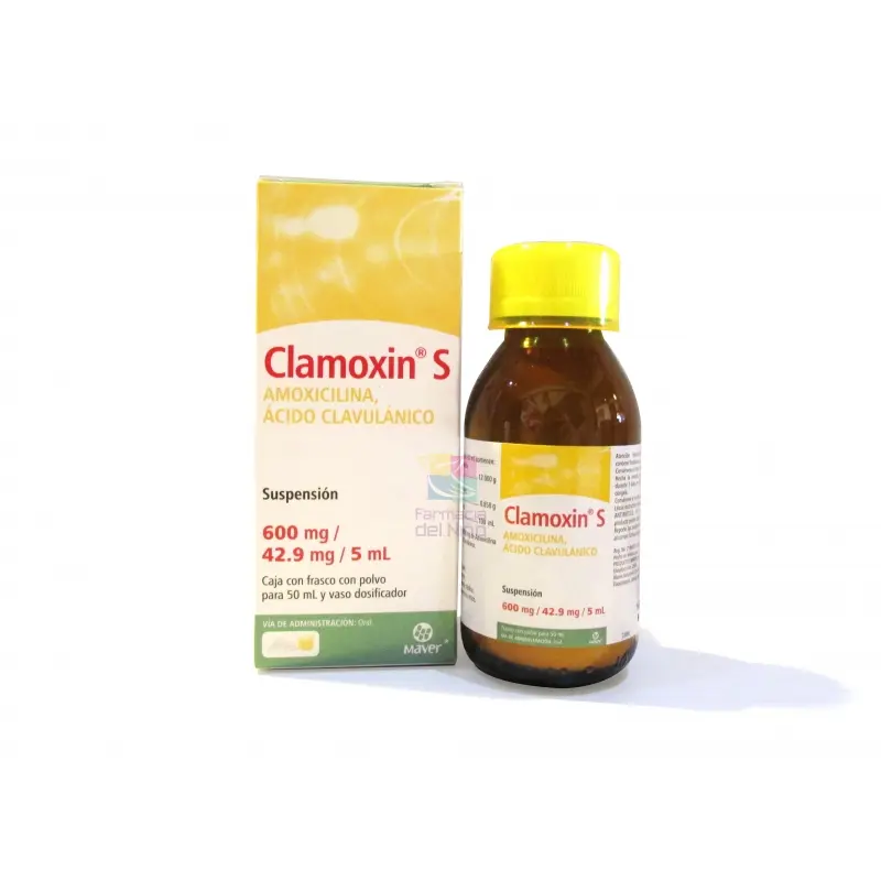 Clamoxín S suspensión 600-42.90mg/5ml (Amoxicilina/Ácido Clavulánico) 50ml