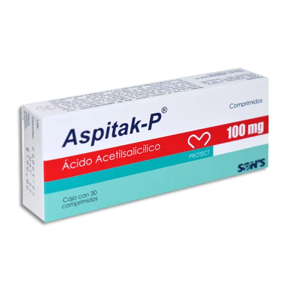 Aspitak-P Compri 100 MG. Ácido Acetilsalicílico Alpharma tabletas 500mg C/20 (copia)