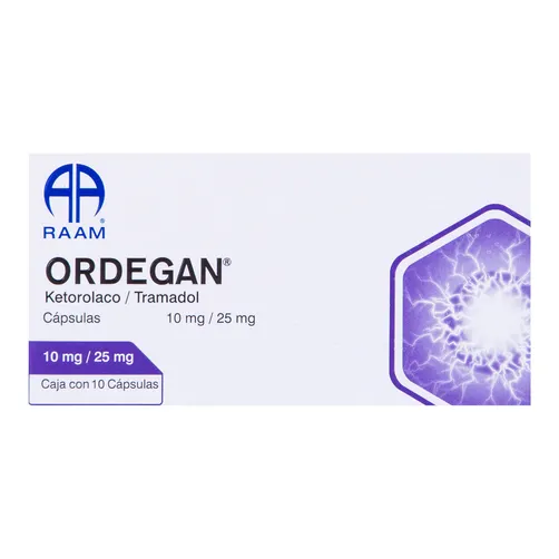 Ordegan  comprimidos 500/50mg (Paracetamol/Cafeína) C/24 (ORDEGAN c/10 CAPS. 10/25 MG.