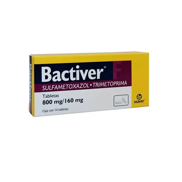 [336M96] Bactiver-F tabletas 800/160mg (Trimetoprima/Sulfametoxazol) C/14