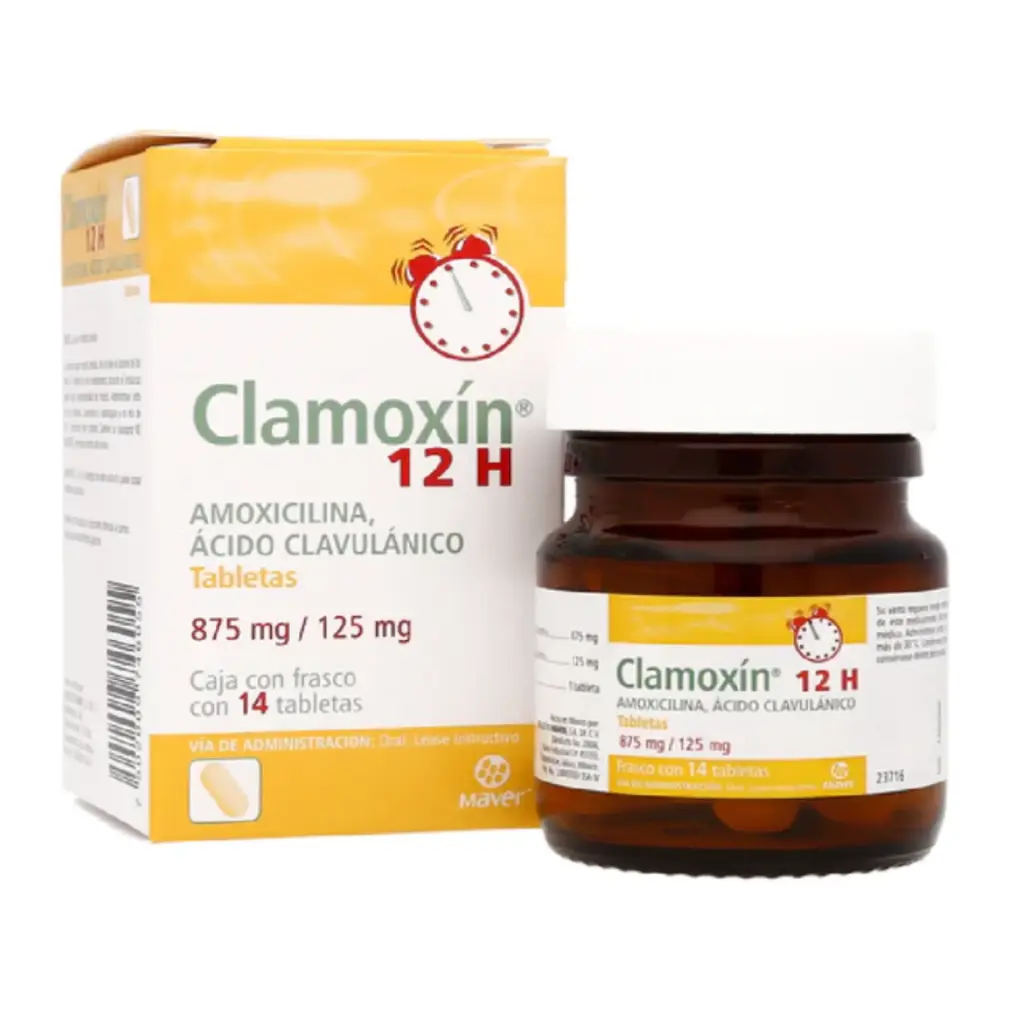 Clamoxin 12H tabletas 875/125mg (Amoxicilina/Ácido Clavulánico) C/14