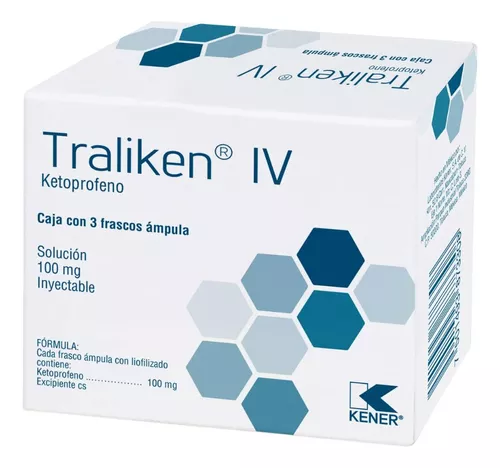 Traliken IV solución inyectable 100mg/8ml (Metilprednisolona) C/1 (TRALIKEN I.V. Sol. Iny. c/3 FCO. AMP. 100 MG. Ketoprofeno (Sol. iny. I.V.)