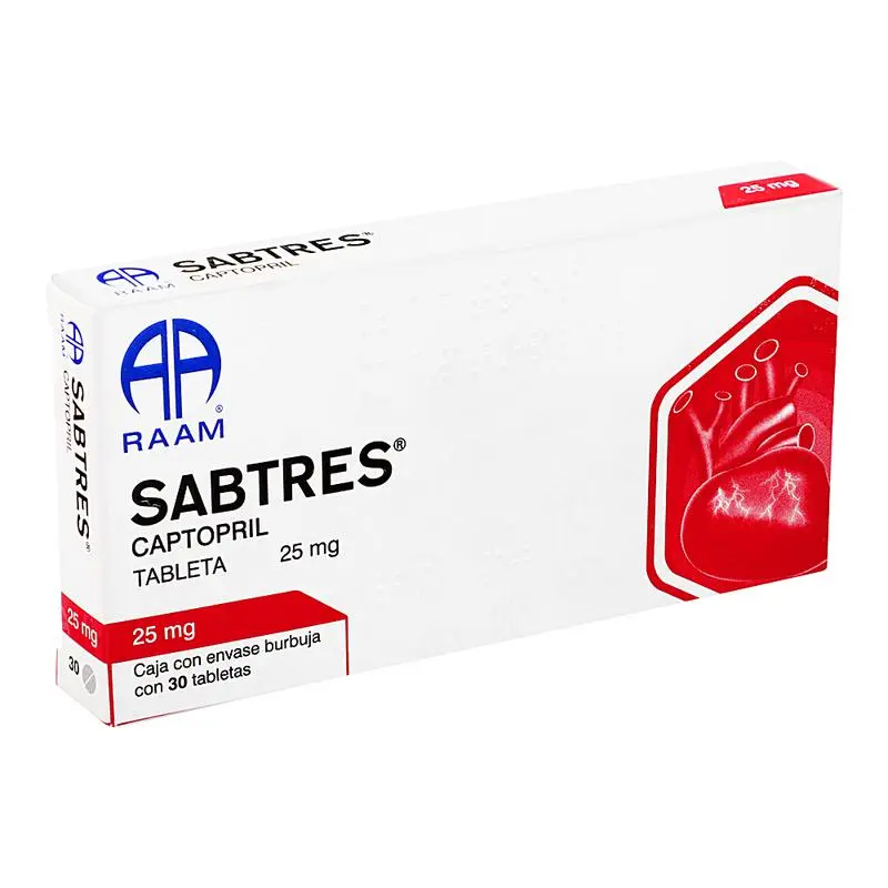 [161M2018] Sabtres tabletas 25mg (Captopril) C/30