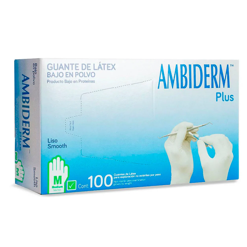 Plus guantes de látex bajo en polvo C/100