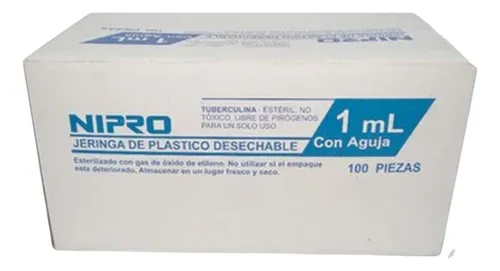 Jeringa 1ml c/aguja 27Gx13mm (insulina) C/1