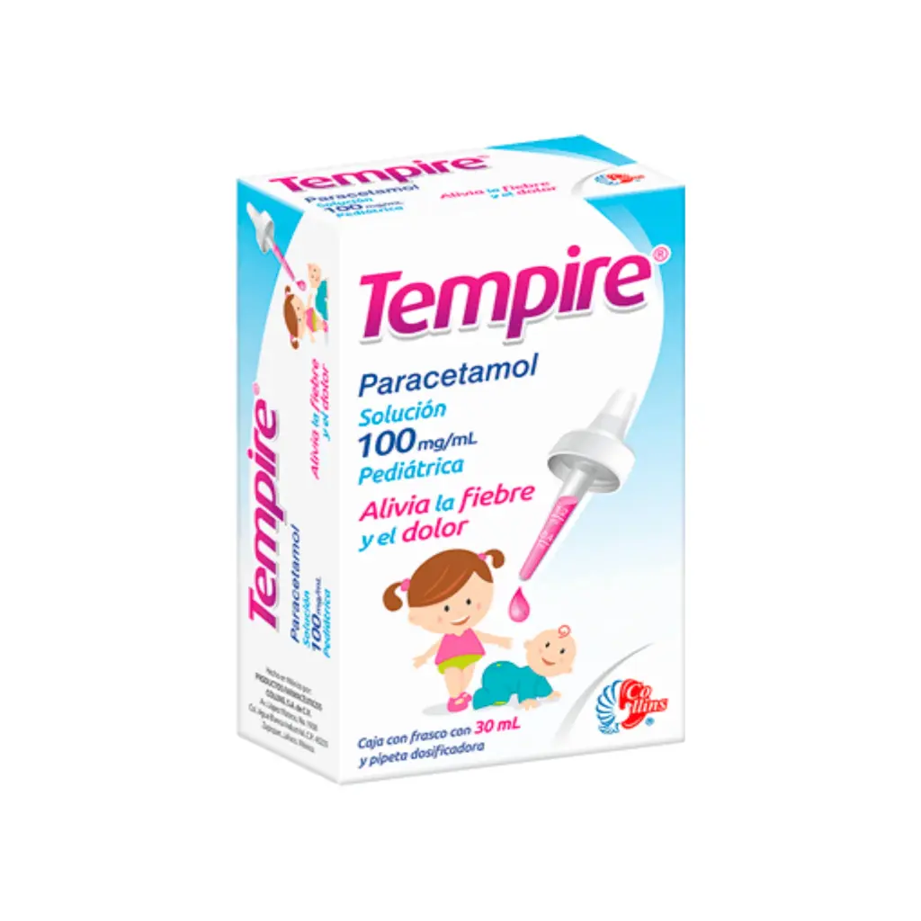 Tempire solución 500/50mg (Paracetamol/Cafeína) C/24 (TEMPIRE SOL. Fco. Gotero 30 ML. 100 MG/1 ML. Genérico: Paracetamol
