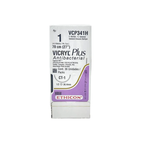 [VCP341] Vicryl Plus sutura calibre 1, longitud 70 cm, aguja CT-1 C/12