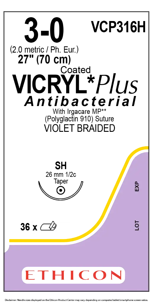 [VCP316] Vicryl Plus sutura calibre 3-0, longitud 70 cm, aguja SH C/12 (copia)