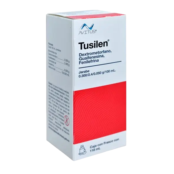 Tusilen adulto jarabe 0.300-2.4-0.050g/100ml (Dextrometorfano/Guaifenesina/Fenilefrina) 118ml