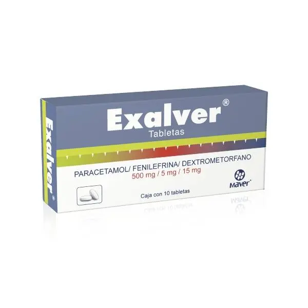 [049M98] Exalver tabletas 500/5/15mg (Paracetamol/Fenilefrina/Dextrometorfano) C/10