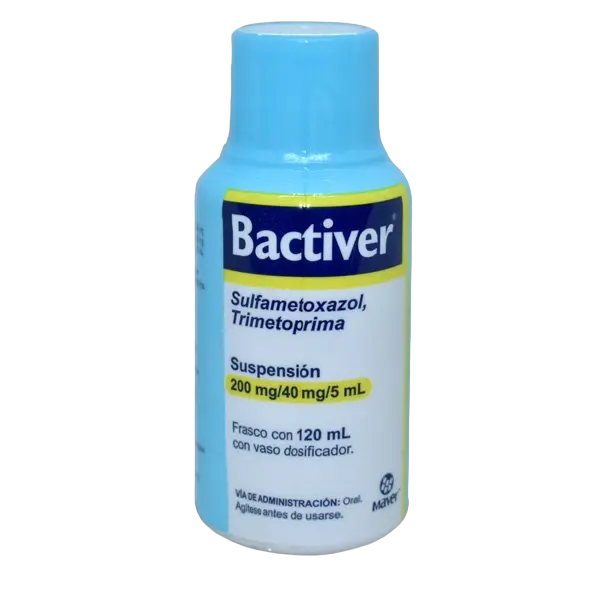 Bactiver suspensión 800/160mg (Trimetoprima/Sulfametoxazol) C/14 (BACTIVER SUSP. Fco. 120 ML. 200-40 MG/5 ML. Genérico: Trimetoprima + Sulfametoxazol 40/200mg