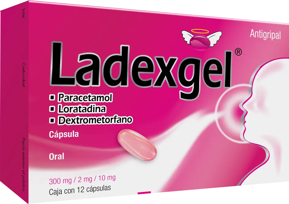 [222M2012] Ladexgel cápsulas 300/2/10mg (Paracetamol/Loratadina/Dextrometorfano) C/12