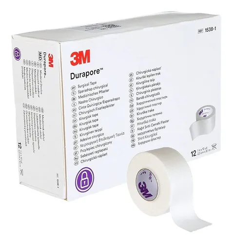 Durapore cinta de tela adhesiva de 1" (2.5cm x 9.1m, blanco) C/12