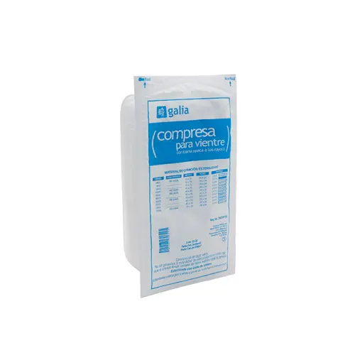 [GT00098] Compresa estéril para vientre 45x70cm, tejido plano 24X20 C/5