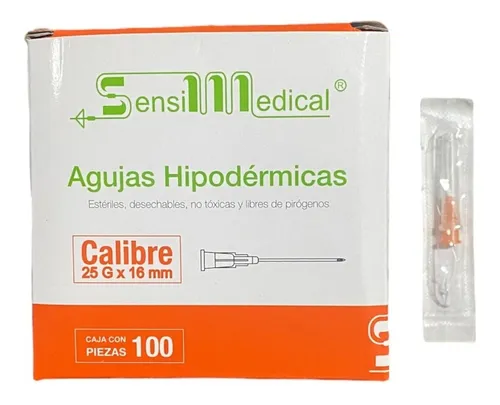 [1014C2017] Aguja hipodérmica 25Gx16mm (ultra corta, naranja) C/100