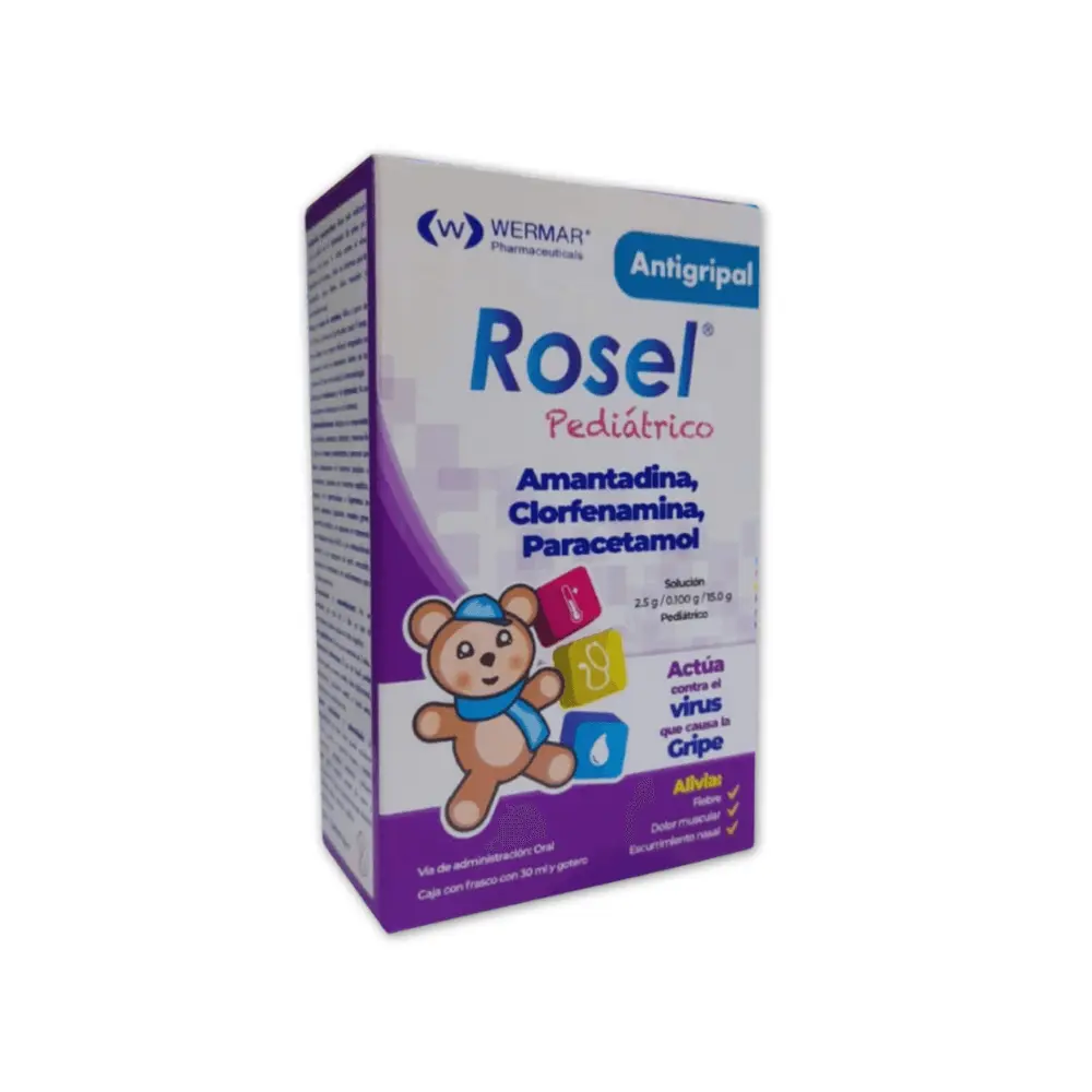 [113M2009-2] Rosel pediátrico solución gotero 2.5/01/15g/100ml (Amantadina/Clorfenamina/Paracetamol) 30ml