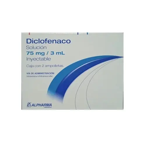 Diclofenaco Alpharma solución inyectable 75mg/3ml C/2