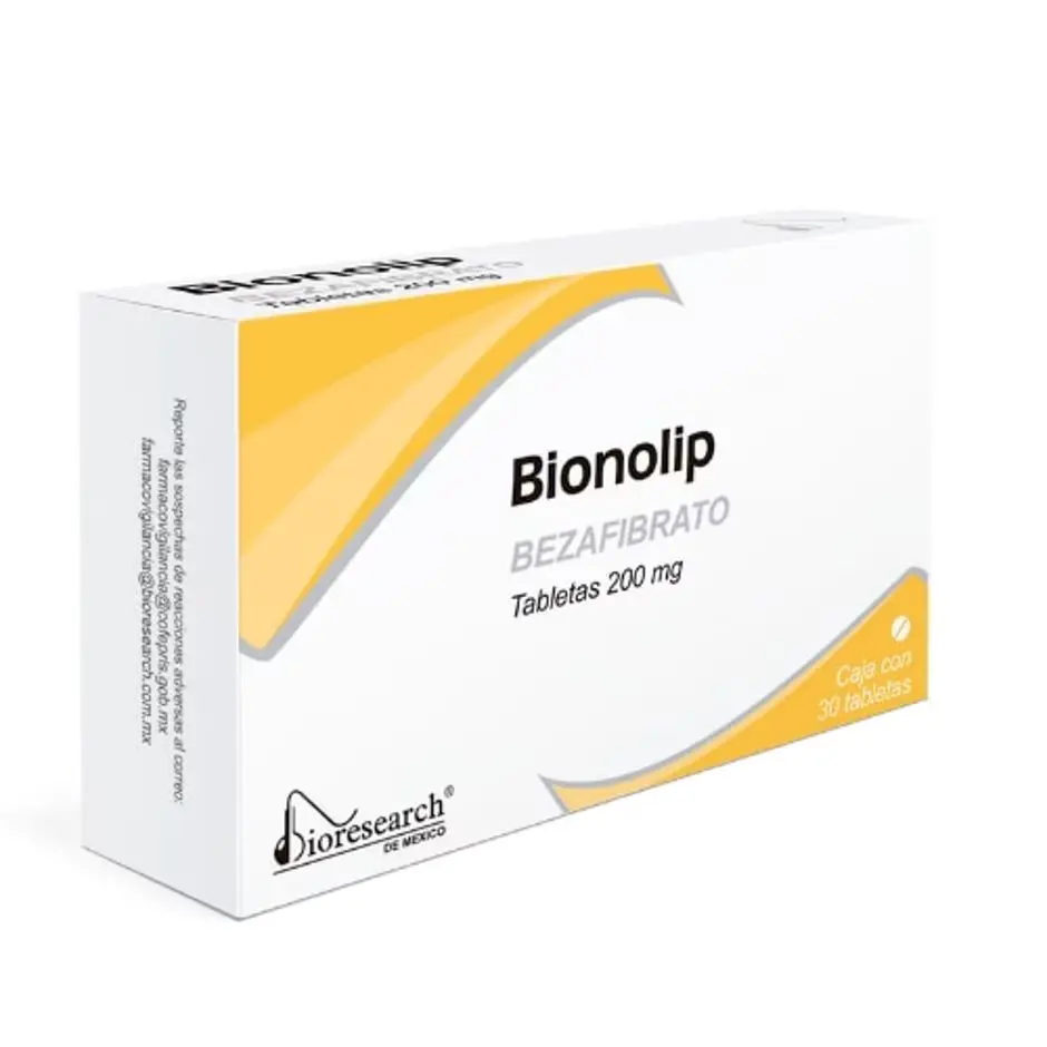 [277M2017] Bionolip tabletas 200mg (Bezafibrato) C/30