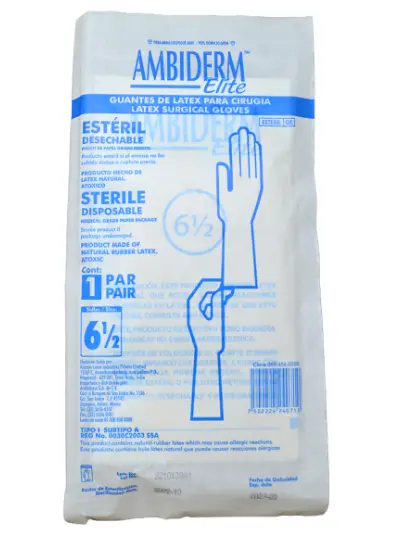 [0876C2024-6.5] Guantes de látex para cirugía estéril talla 6 1/2 C/1 par