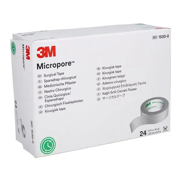 Micropore cinta microporosa de 1/2" (1.25cm x 9.1m, blanco) C/24