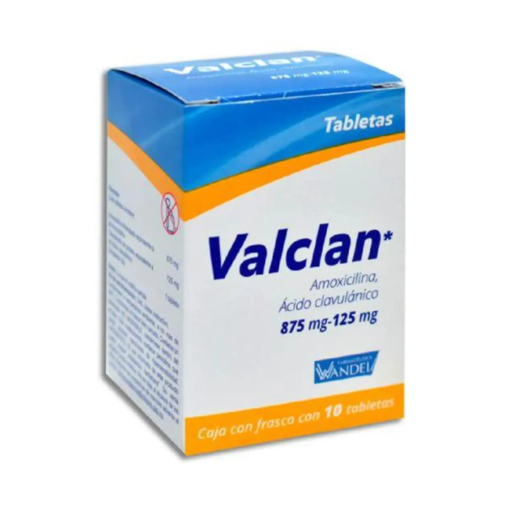 Valclan tabletas 875/125mg (Amoxicilina/Ácido Clavulánico) C/10