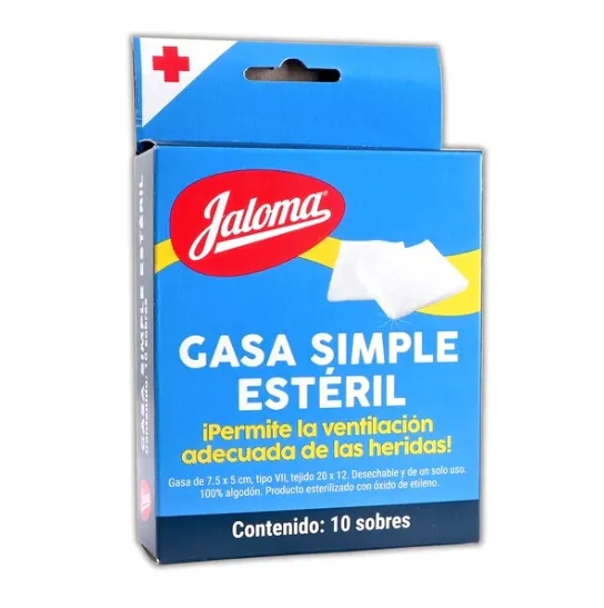 Gasa simple estéril tejido abierto 7.5x5cm C/10