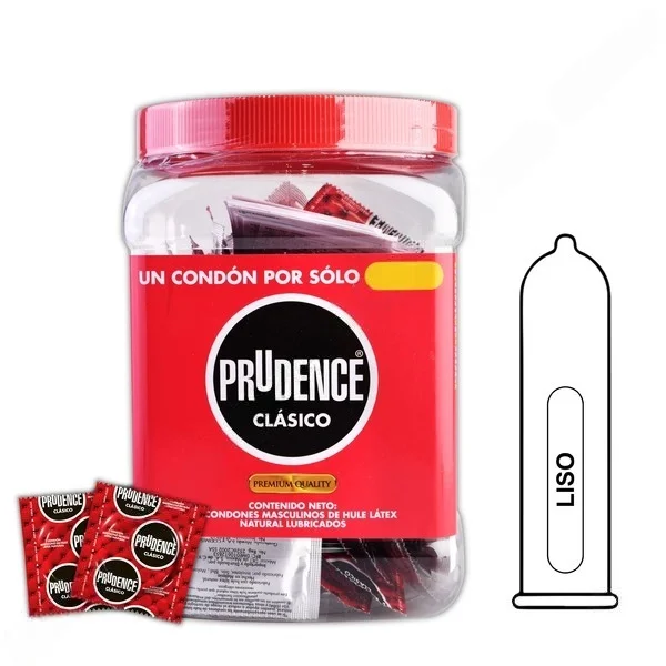Prudence Clásico vitrolero c/condones de hule látex (Preservativo liso) C/100