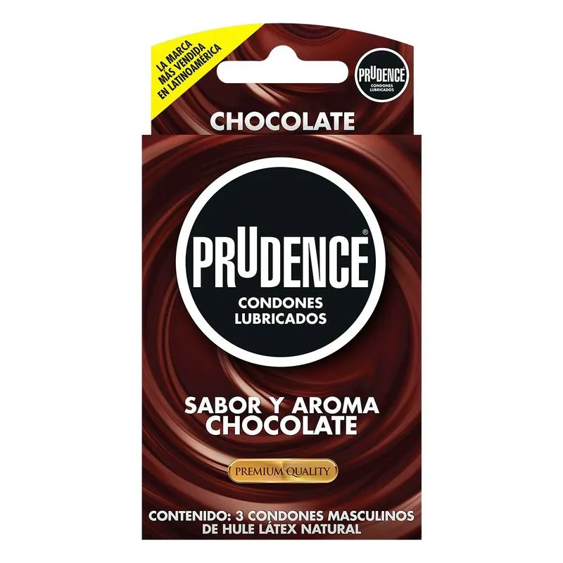 Prudence sabor chocolate condones de hule látex (Preservativo liso) C/3