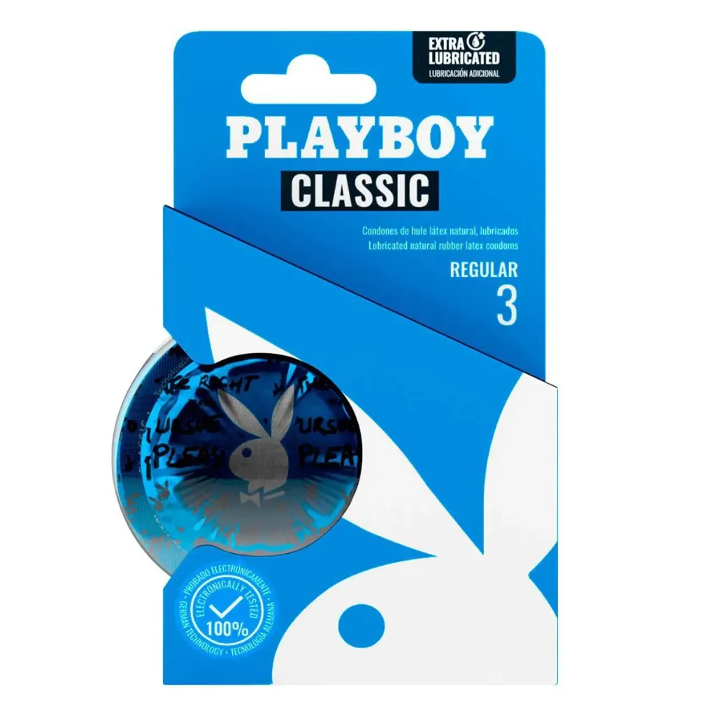 Playboy Classic condones de hule látex (Preservativo liso) C/3