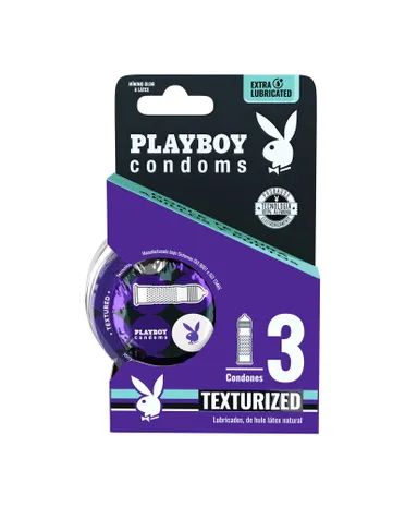 Playboy Textured condones de hule látex (Preservativo texturizado) C/3